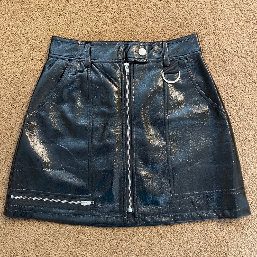 Black Patent Leather Mini Skirt
